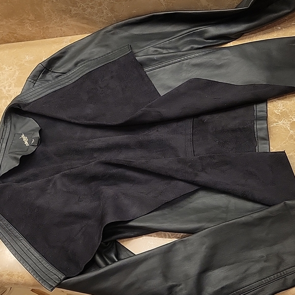 Collection B New York Faux Leather Hi-low Cascading Front Open Jacket, M - Picture 15 of 17